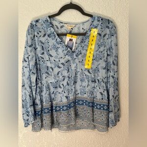 Lucky Brand long-sleeve, V-neck peasant-style blouse - women’s size S - NWT